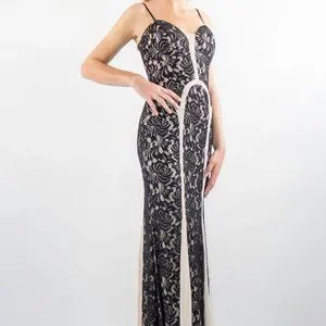 City Triangles | Dresses | Black Nude Floral Lace Nude Illusion Prom Gown  Dress 5 New | Poshmark
